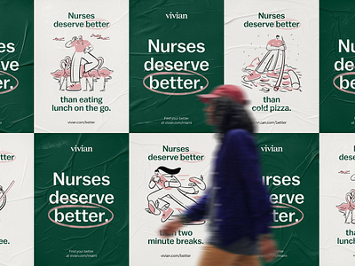 Better Campaign — Illustrative Approach ad app better branding campaign clinicians filmingo illustration mobile nurse outdoor pizza print running time typography visual system vivian web wildposting