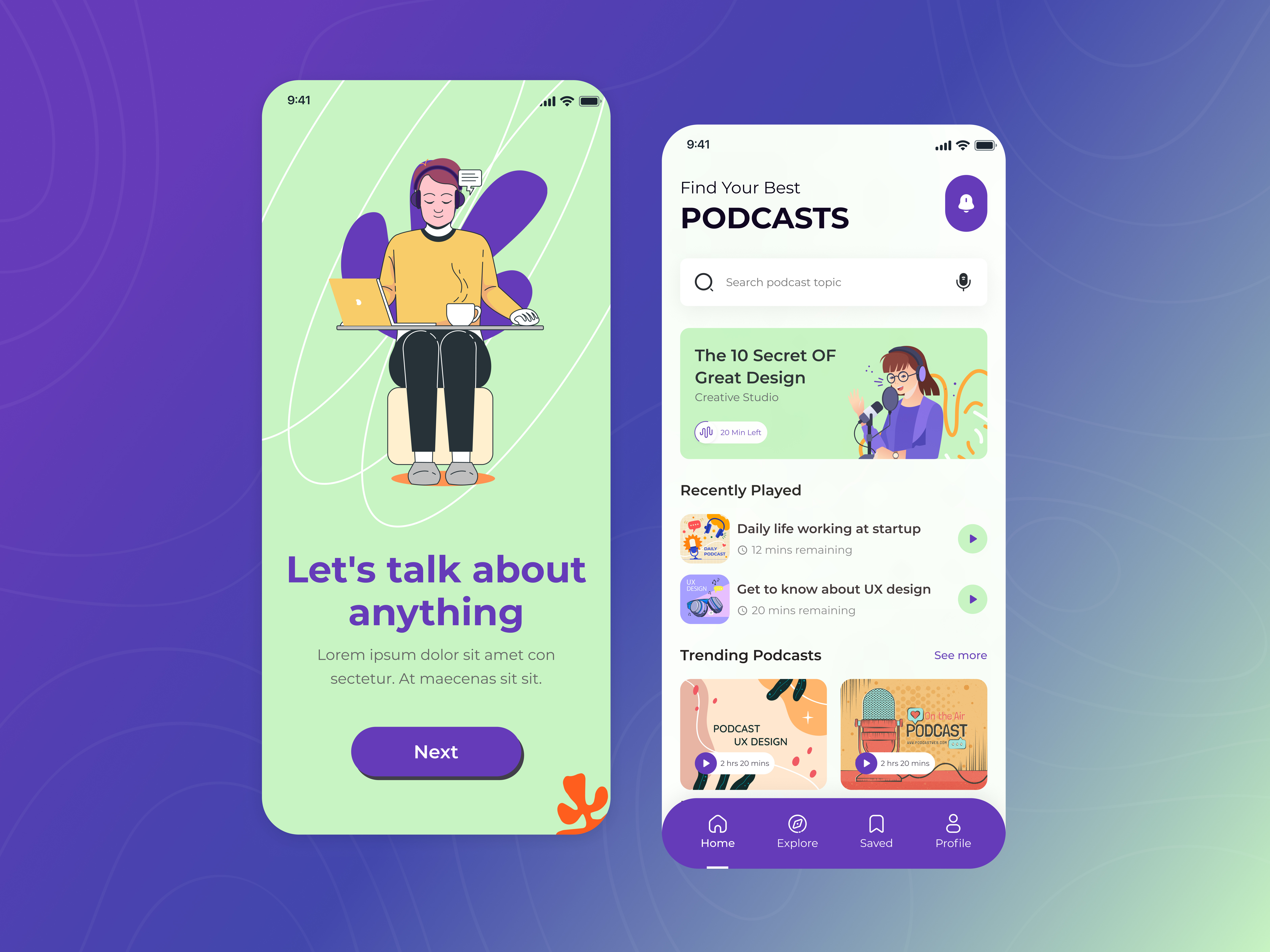 Podcast App Ui Design app design audio audio app clean episodes googlepodcast mobile app motivation music player play podcast podcast app podcast design podcasts radio song spotify streaming app ui uiux