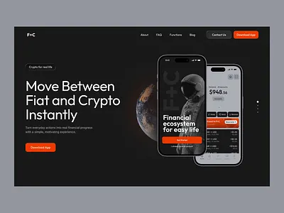 F+C - AI Fiat & Crypto Web animation crypto crypto design crypto wallet dashboard design system fintech fintech design graphic design home page design landing page landing page design motion graphics payment platform product design saas web design web design example web design inspiration website