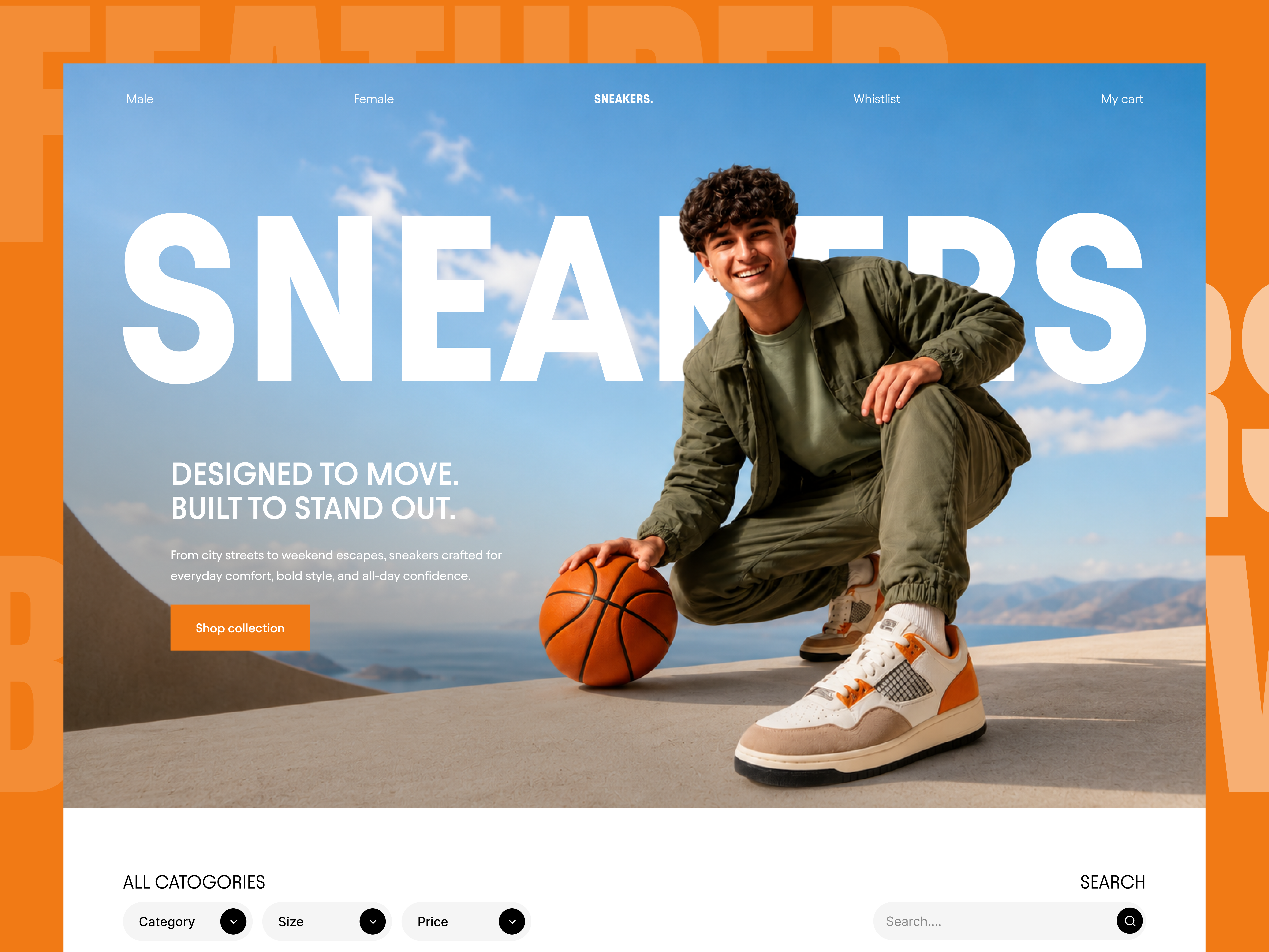 Sneakers - Footwear ecommerce website ui design branding ecommerce fashion ecommerce footwear hero section landing page online shoe store premium brand premium footwear product page shoe ecommerce shopping experience sneaker website sneakers sportswear website streetwear ui design uiux web design