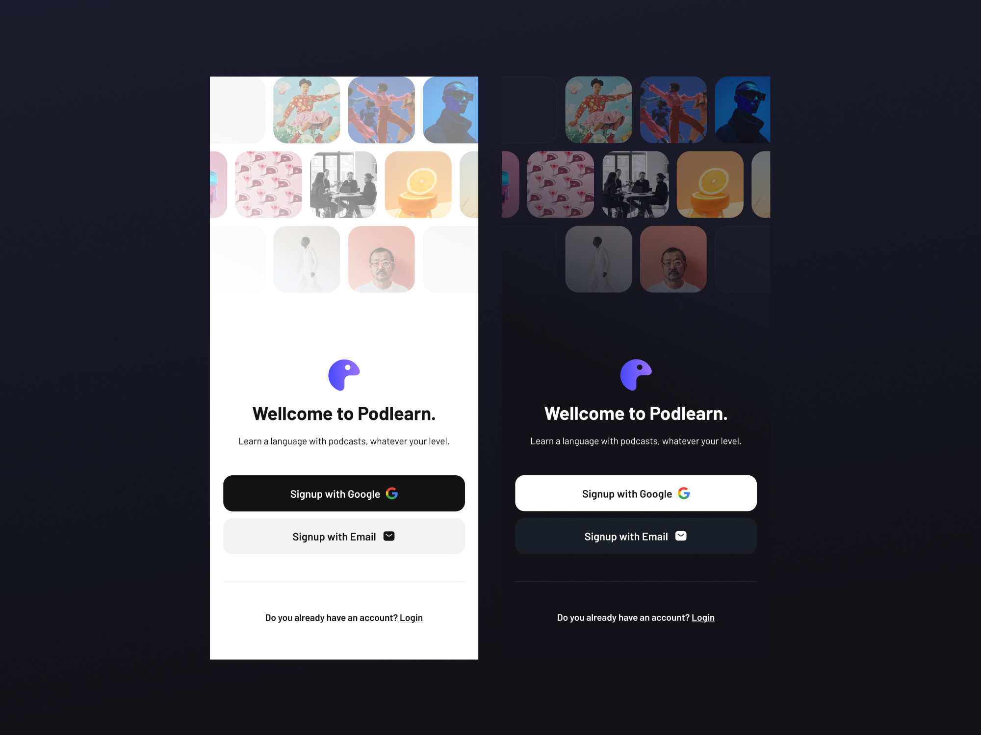language learning app based on podcasts, with AI-powered