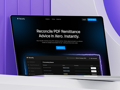 Reconly — Fintech SaaS Landing Page UI