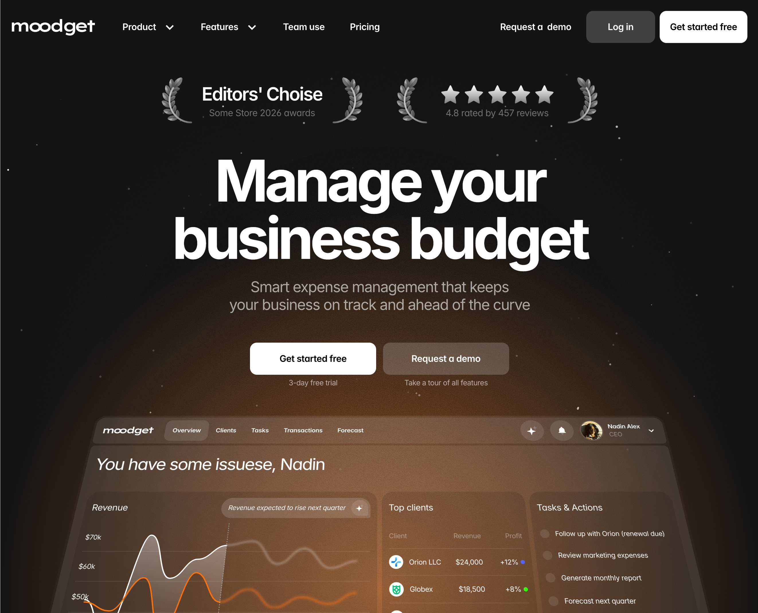 Hero block of Moodget — Framer Template framer hero block landing design landing page web design