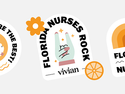 Florida Stickers branding clean cool design dope florida flower hand healthcare identity nurse nurses nurses rock oranges recruiting stickermule stickers stickersheet