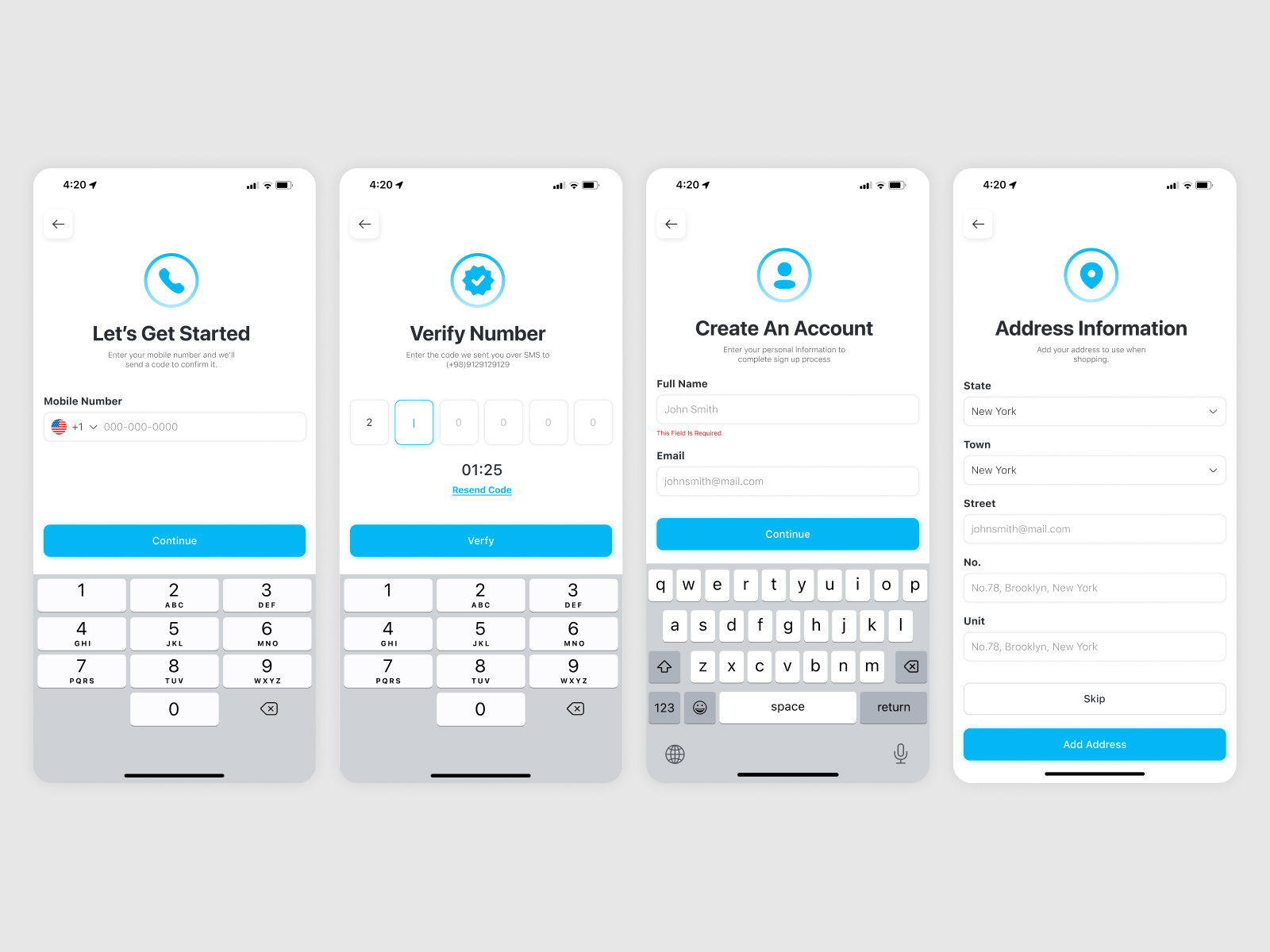 Login process UI - Number Registration