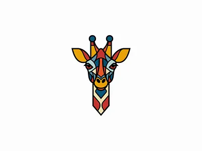 Line Art Giraffe Head Logo abstract animal branding colorful design geometric giraffe icon identity illustration lines logo mark nature symbol totem vector wildlife zoo