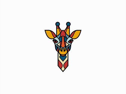 Line Art Giraffe Head Logo