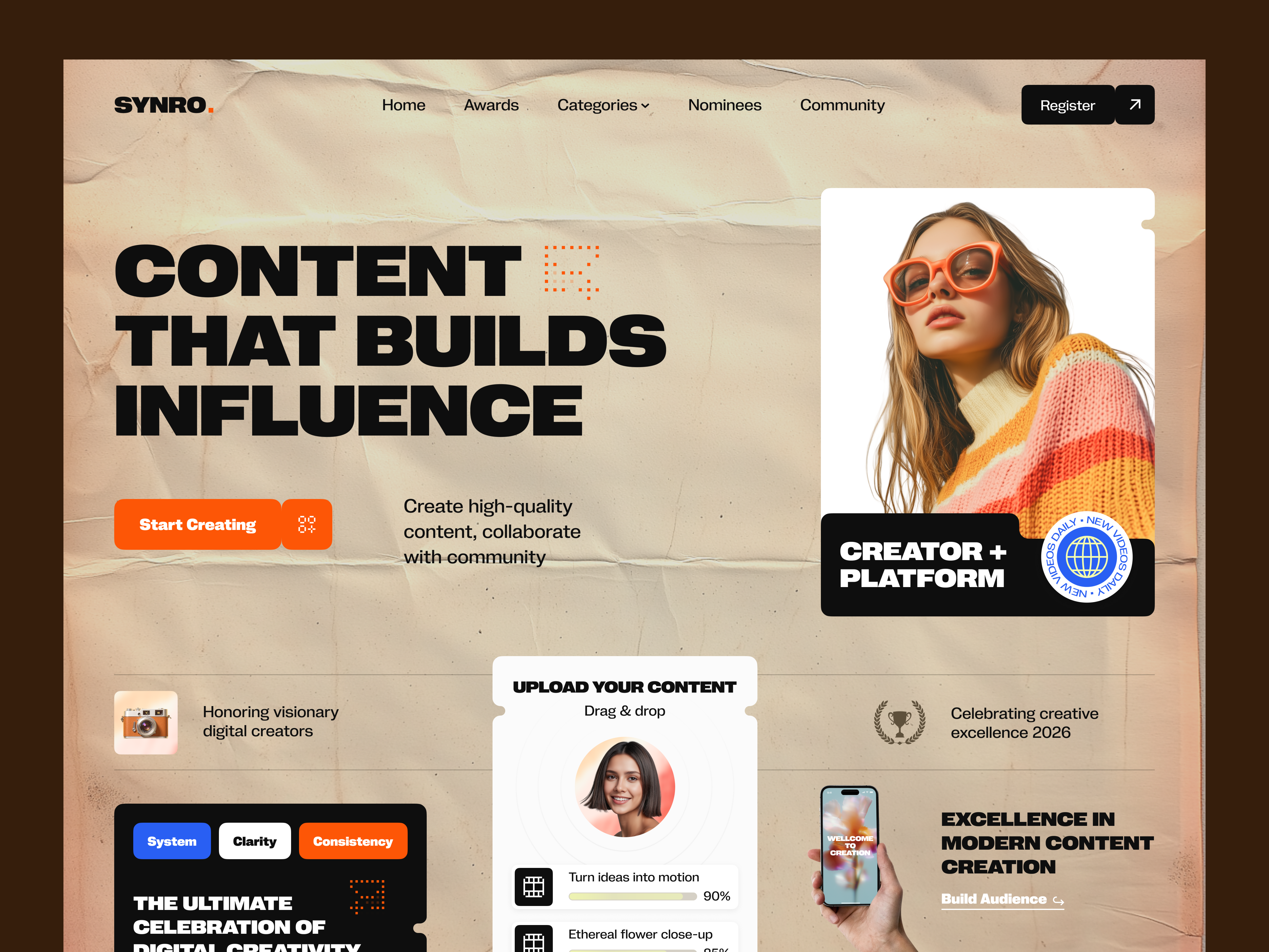 Synro – Content Creator Platform Web Design