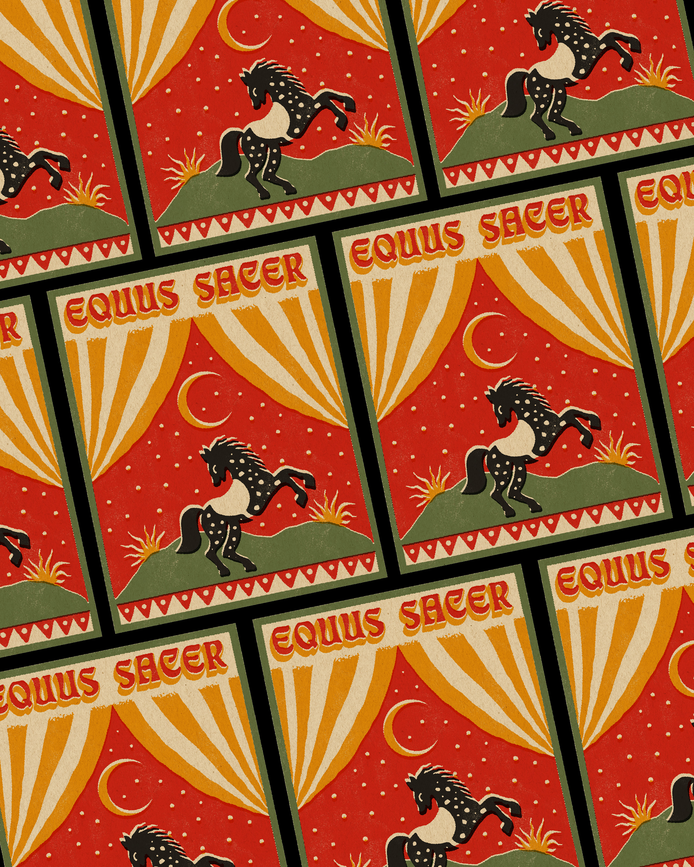 EQUUS SACER artwork branding design folk art folk illustration graphic design illustration retro design vintage vintage design