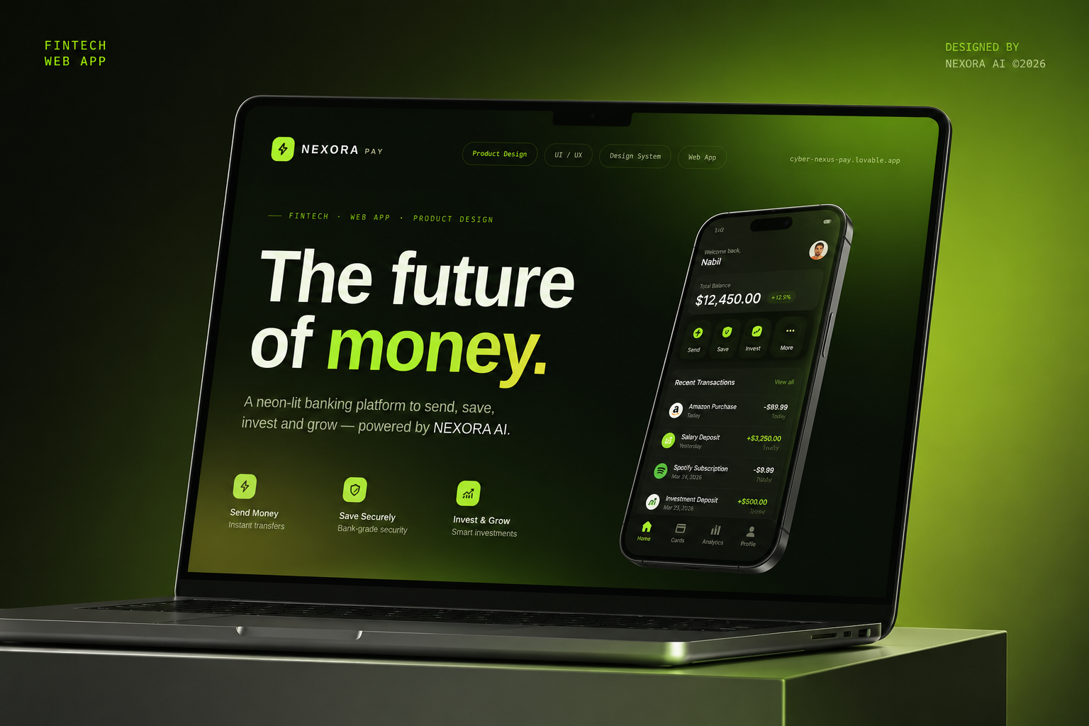 Nexora Pay — Modern Banking & Payment SaaS UI/UX admin dashboard banking app clean dashboard dashboard dashboard ui design figma finance fintech landing page mobile app design product product design saas ui ux web3 website design