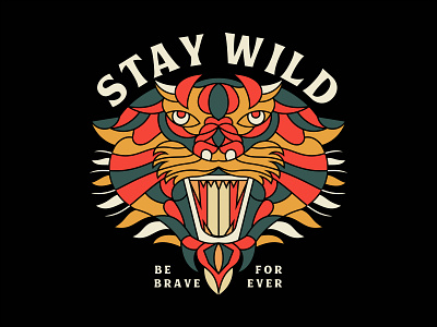 Apparel apparel branding clothing design geometric graphic design illustration line lineart lion logo merchandise minimal monoline roar t shirt tiger wild wolf