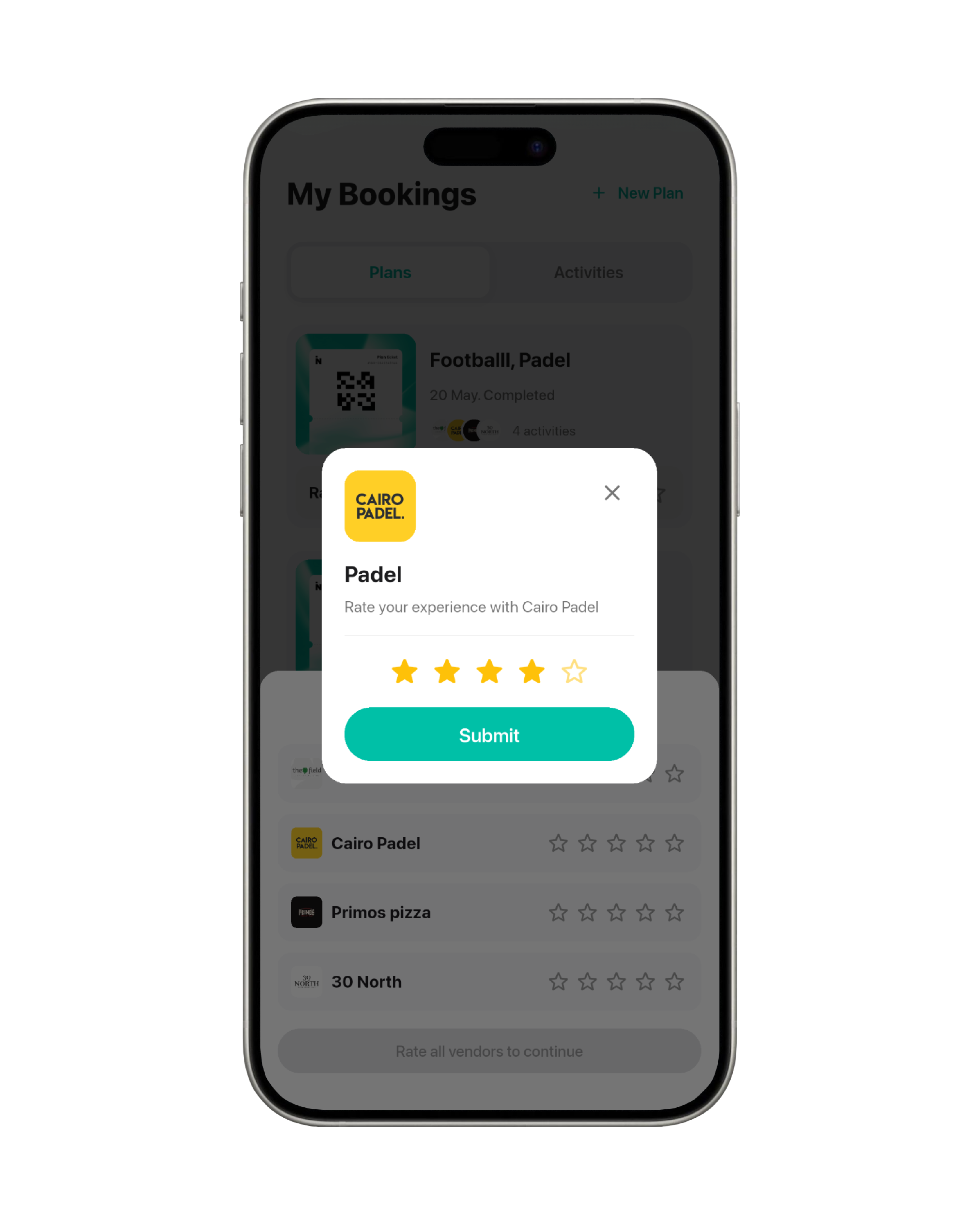 Social Booking Rating Experience UI