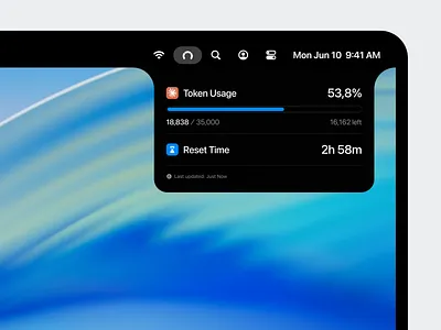 Claude Token Tracker ai app chart claude clean dark design graphic design illustration minimal mobile motion graphics timer tracker ui ux widget