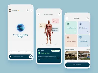 AI Symptom Checker & Triage 🩺 ai healthcare clean ui digital health health app healthcare ux healthtech interface landing page medical mobile app product design scroll symptom checker uiux user experience web design wellness app