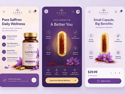 Zarva Wellness App (Mobile App UI Design) branding graphic design mobile app ui design product ui ui user interface design visual design