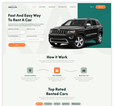 Rent A Car Website Design branding car creative design dribbble graphic graphic design icon icons illustration illustrator logo rent ui uidesign uiux website websitedesign