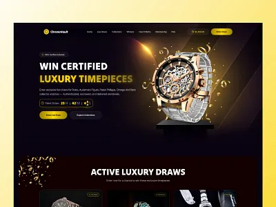 ChronoVault – Luxury Watch Giveaway Platform design luxurybranding luxurywatches ui uidesign uxdesign watchmarketplace watchraffle web design