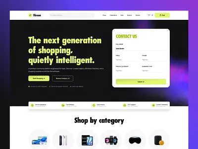 Vireon – Next-Generation E-Commerce Experience ecommercedesign modernui onlinestore productshowcase retaildesign ui uidesign uxdesign web design