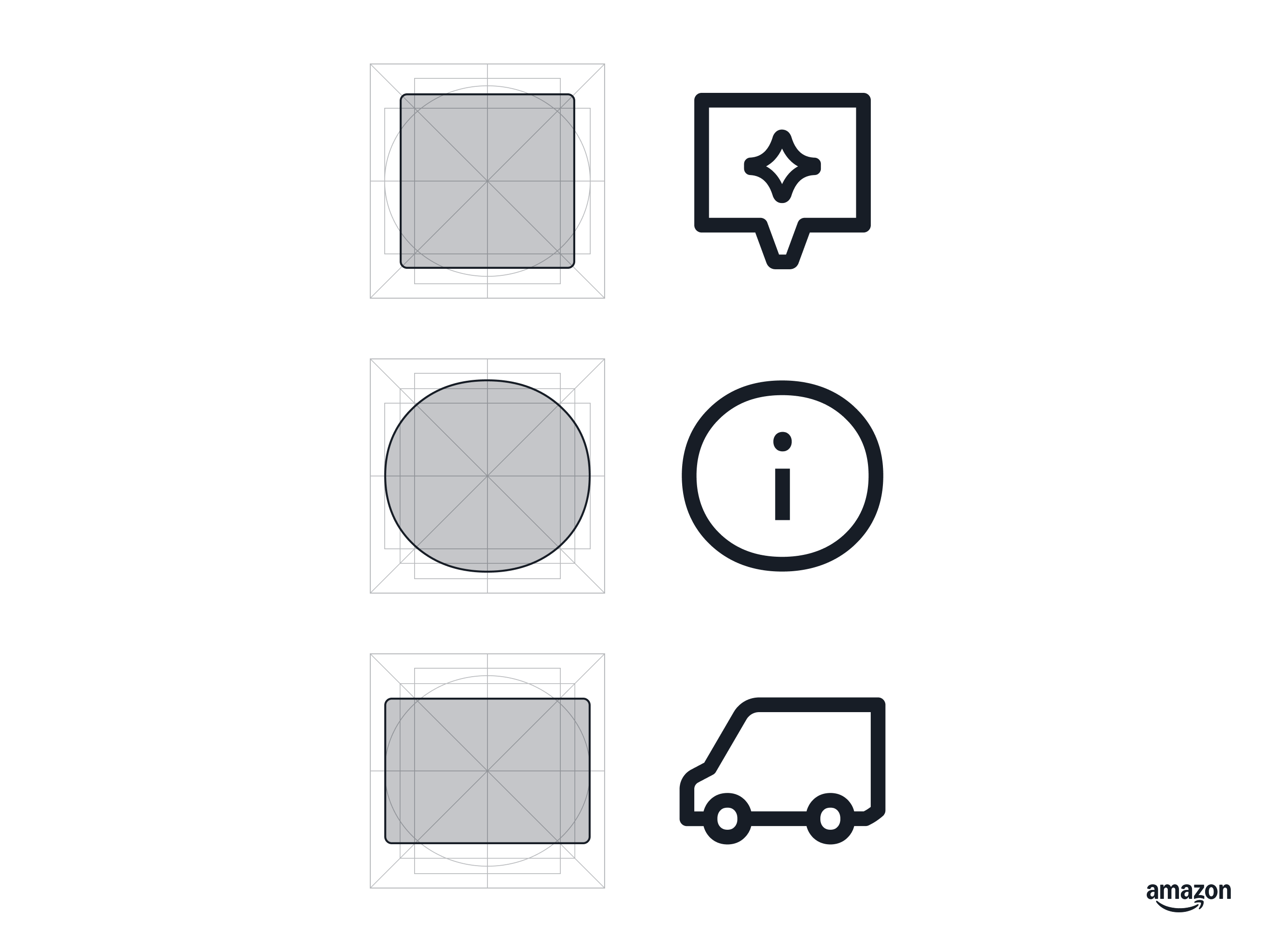 Key shapes from our Amazon OIC icon system amazon custom icons design system graphic design icon design icon designer icon system iconography icons keyline shapes