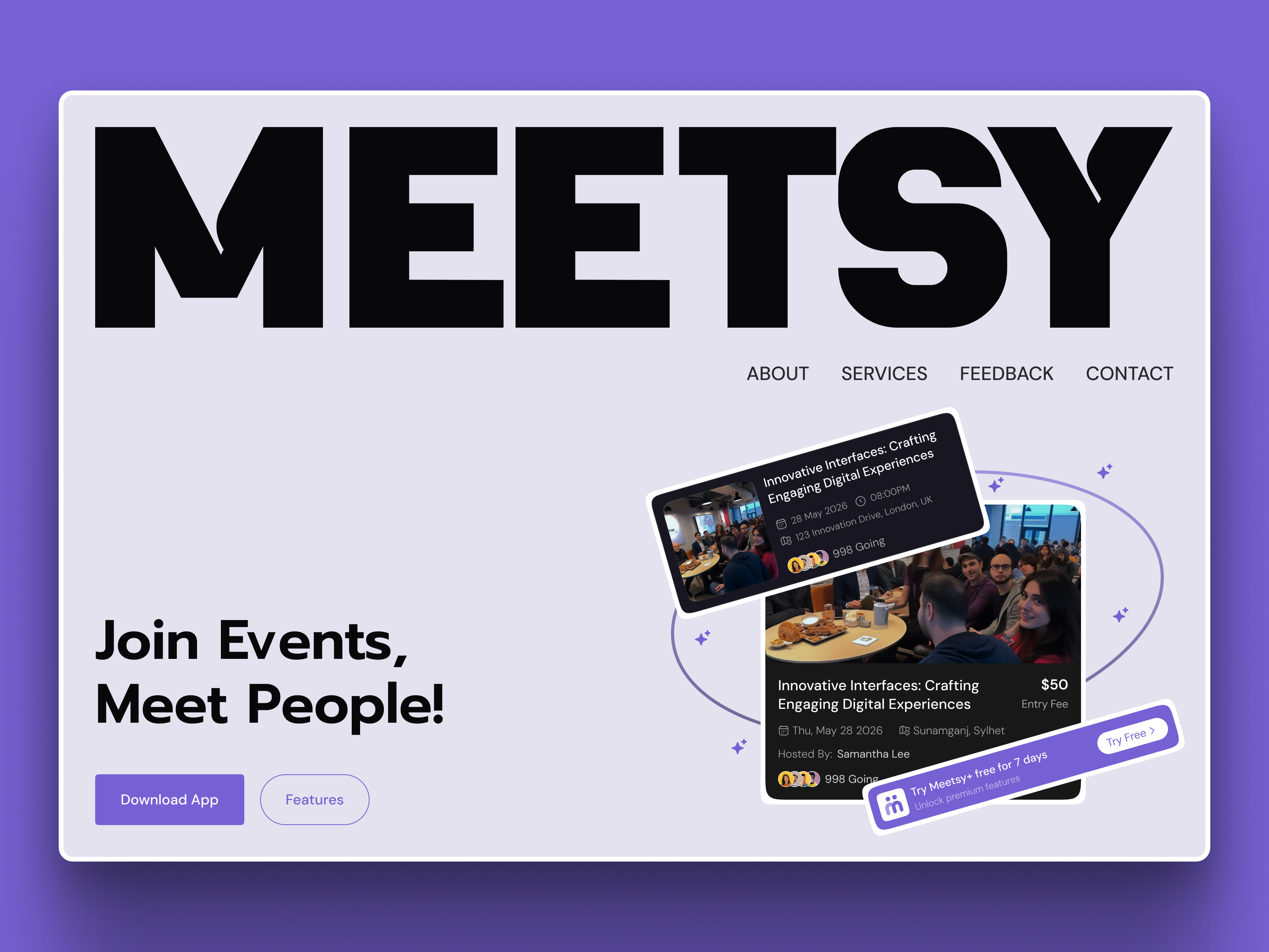 Responsive Event Management Mobile App Landing Page UI UX Design