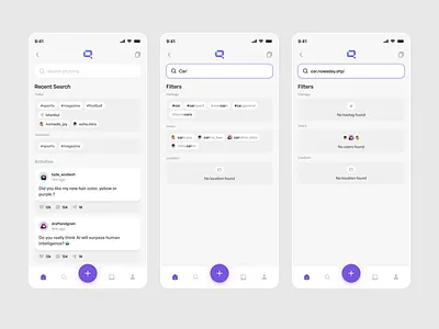 Combined activity and filter for mobile activity filter mobile app mobile app design polling app search social app