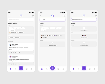 Combined activity and filter for mobile