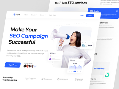 Starch SEO Landing Page aesthetich branding company corporate design managem marketing minimalist populat saas search engine seo shoping software system technology ui web design website