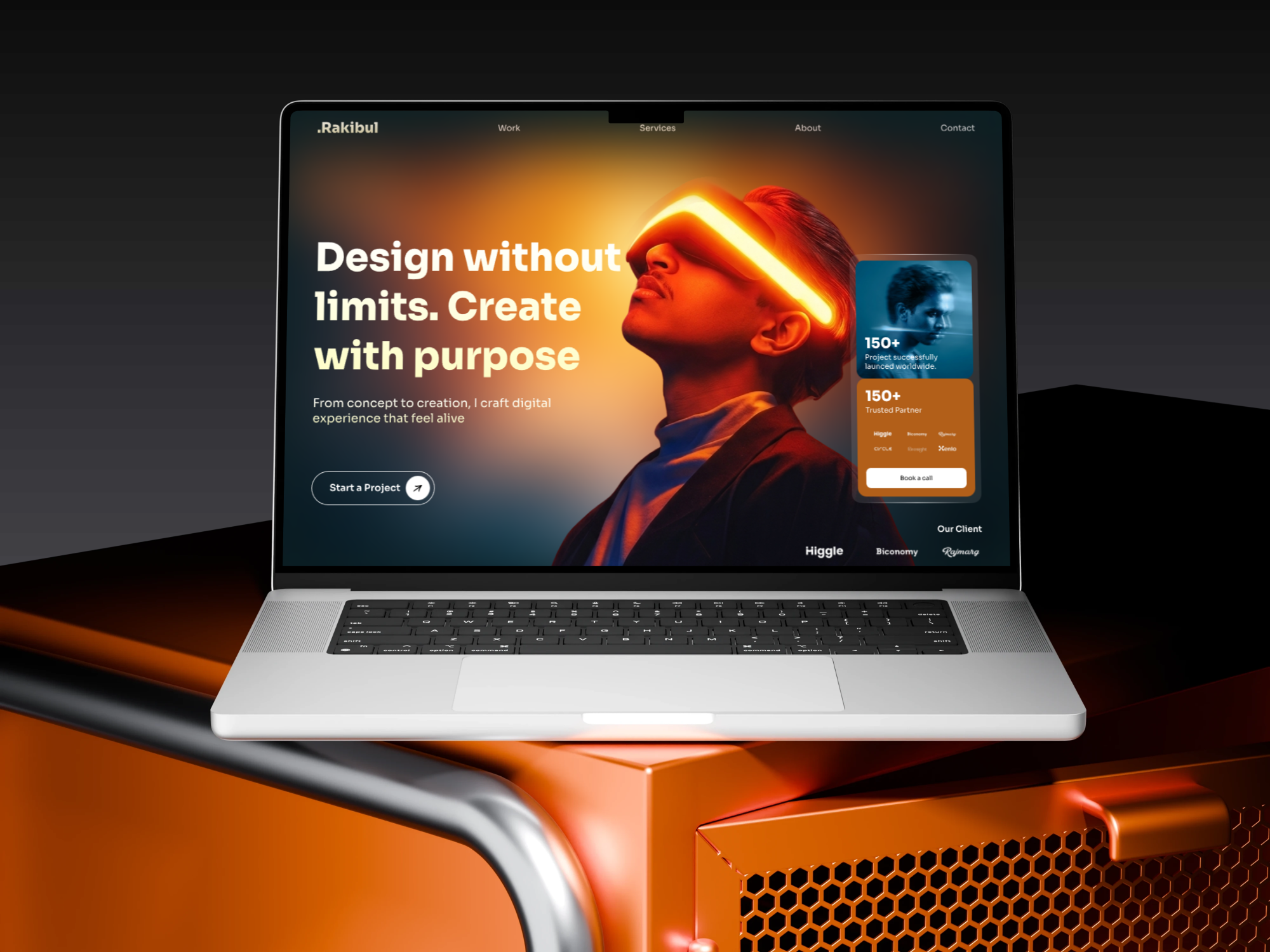 🚀 Futuristic Creative Portfolio Landing Page 3d animation branding cinematic design futuristic visual graphic design herosection illustration logo motion graphics ui vector