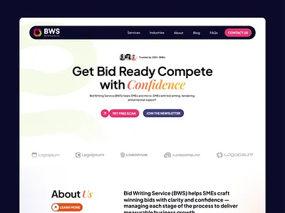Bid Writing Service ✦ Service selling UI/UX figma designs figma ui ux designer illustrative website designs premium but plyful website premium designs professional website service selling website designs text website designs web designs website design writing services website