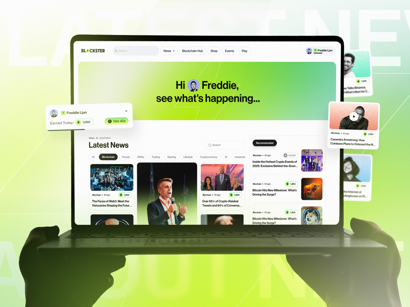 Example of Blockster | UI UX | Product design