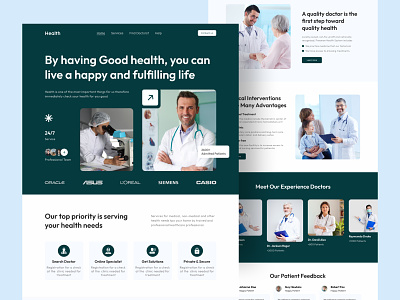 Health Landing Page best ui branding creative ui design design discover doctor health health web health website modern ui popular design topmust ui unique ui ux web design website