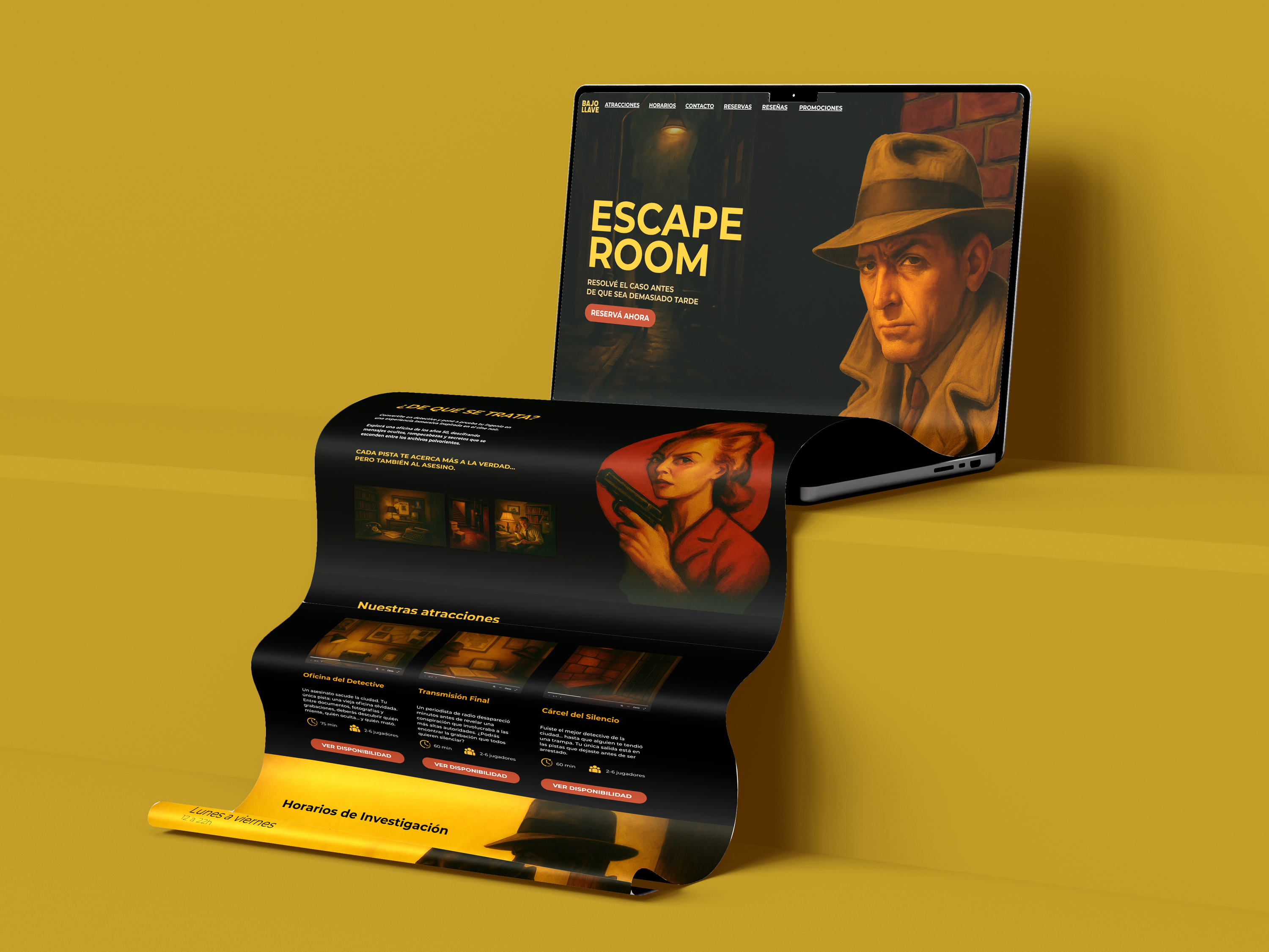 Escape Room Website UI: Bajo Llave