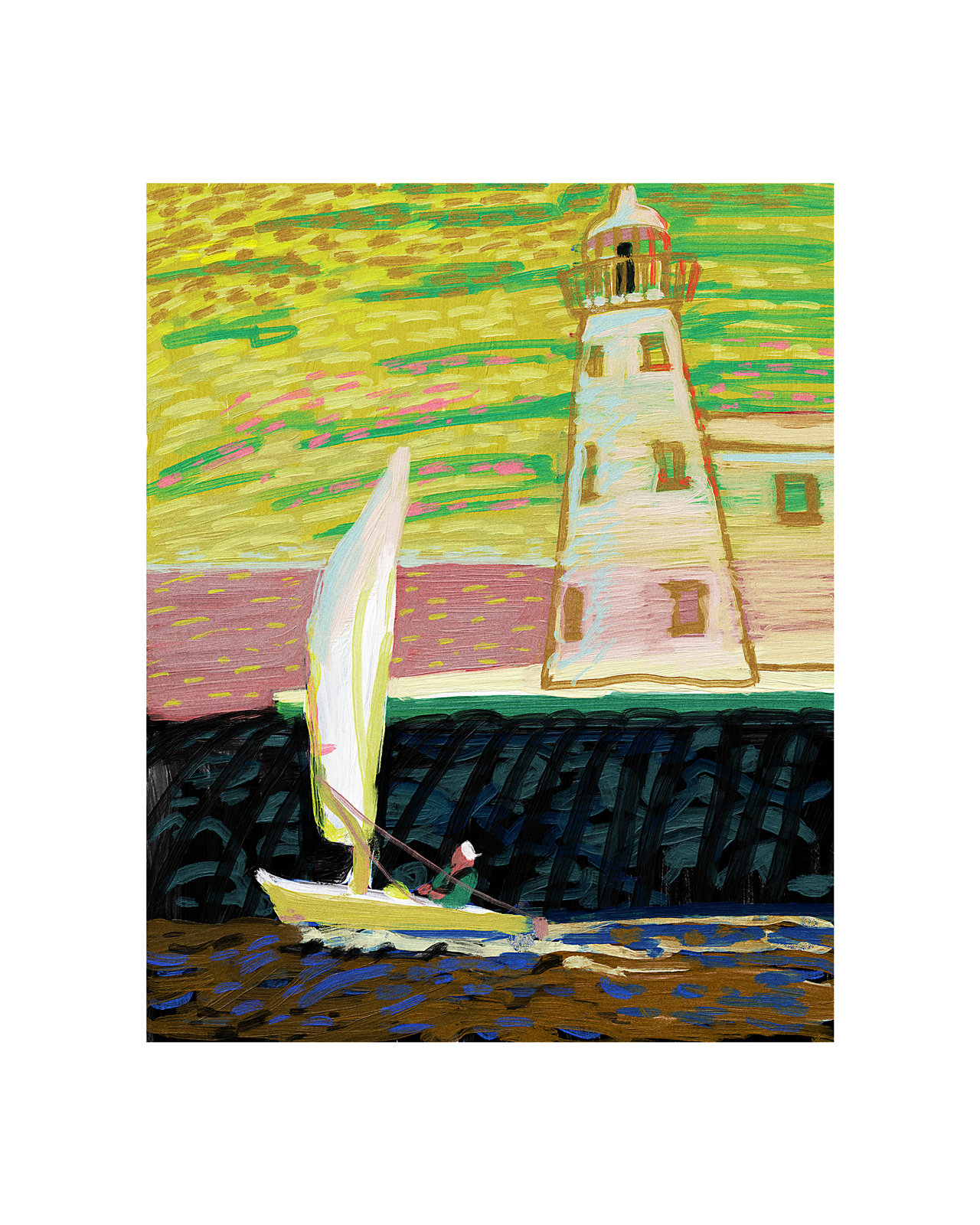 Boat boat design fauvism illustration impressionism landscape lighthouse oil painting postimpressionism sea seascape texture