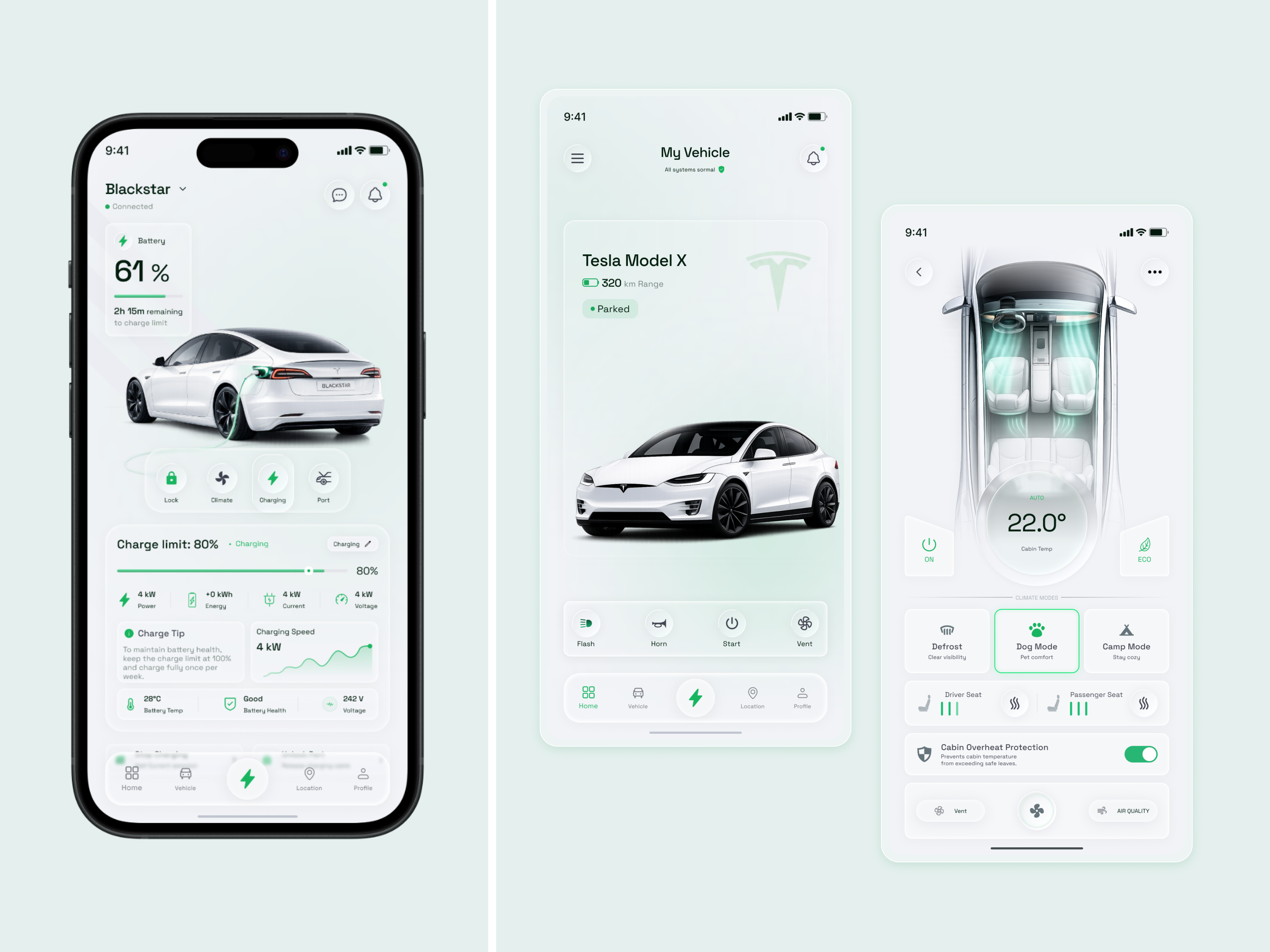 Blackstar - Automotive Mobile App automotivedesign automotiveui carapp cleanui dashboardui electricvehicle evui futuristicui glassmorphism hmi luxuryui mobileappdesign mobileui productdesign smartcar teslaui uidesign uiinspiration uxdesign vehiclecontrol
