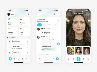 Remote Team Rituals Mobile App UI Design | Team Collaboration app collaboration app employee engagement mobile app ui productivity app remote team remote work saas app startup app team collaboration ui design ux design web work management