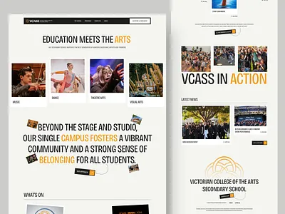 VCASS — Arts Education Website Design academy website art school arts education creative web design editorial design education ui education website learning platform music school responsive web design school branding school website tudent portal web web design website concept