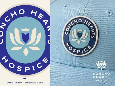Identity Design : Hospice Care badge design branding clothing crown floral flower graphic design hat healthcare heart hospital identity lettering logo logo design logos lotus print typography wellness