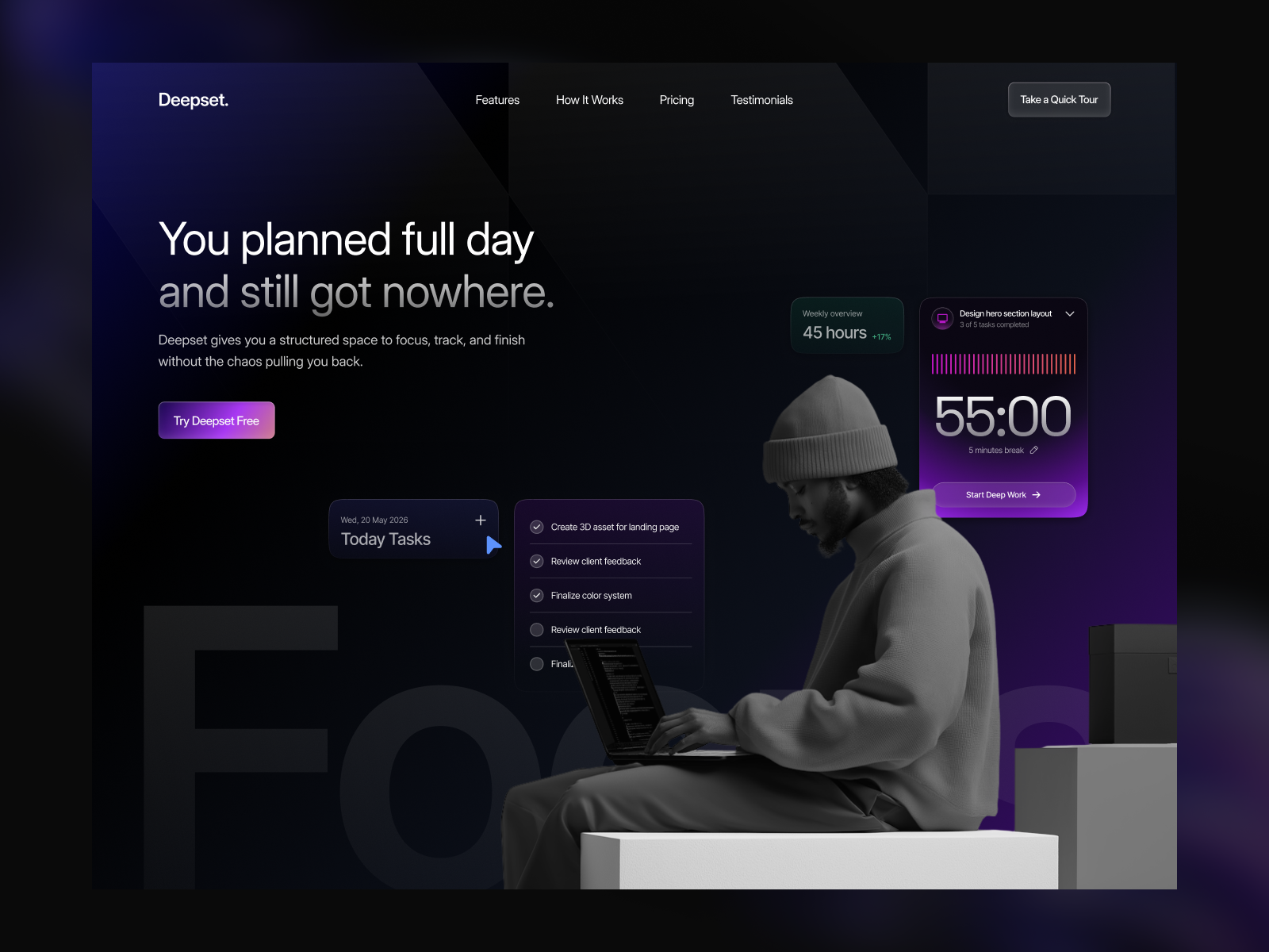 Productivity App Landing Page - Hero Section