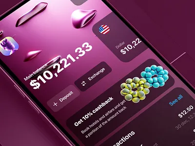 Finance App Home Screen Design — Mobile UI/UX, Fintech App & 3D 3d 3d animation ai app app design bank card crypto deposit finance fintech mobile mobile animation mobile app saas wallet