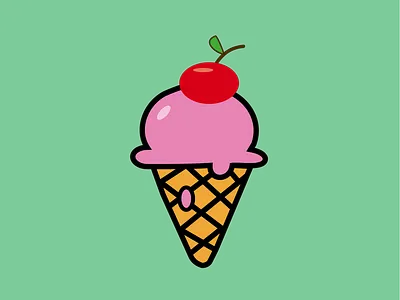Ice Cream Cone + Cherry adobe illustrator design