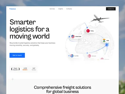 Transportation & Logistics Businesses Website Hero Section design interface product service startup ui ux web website