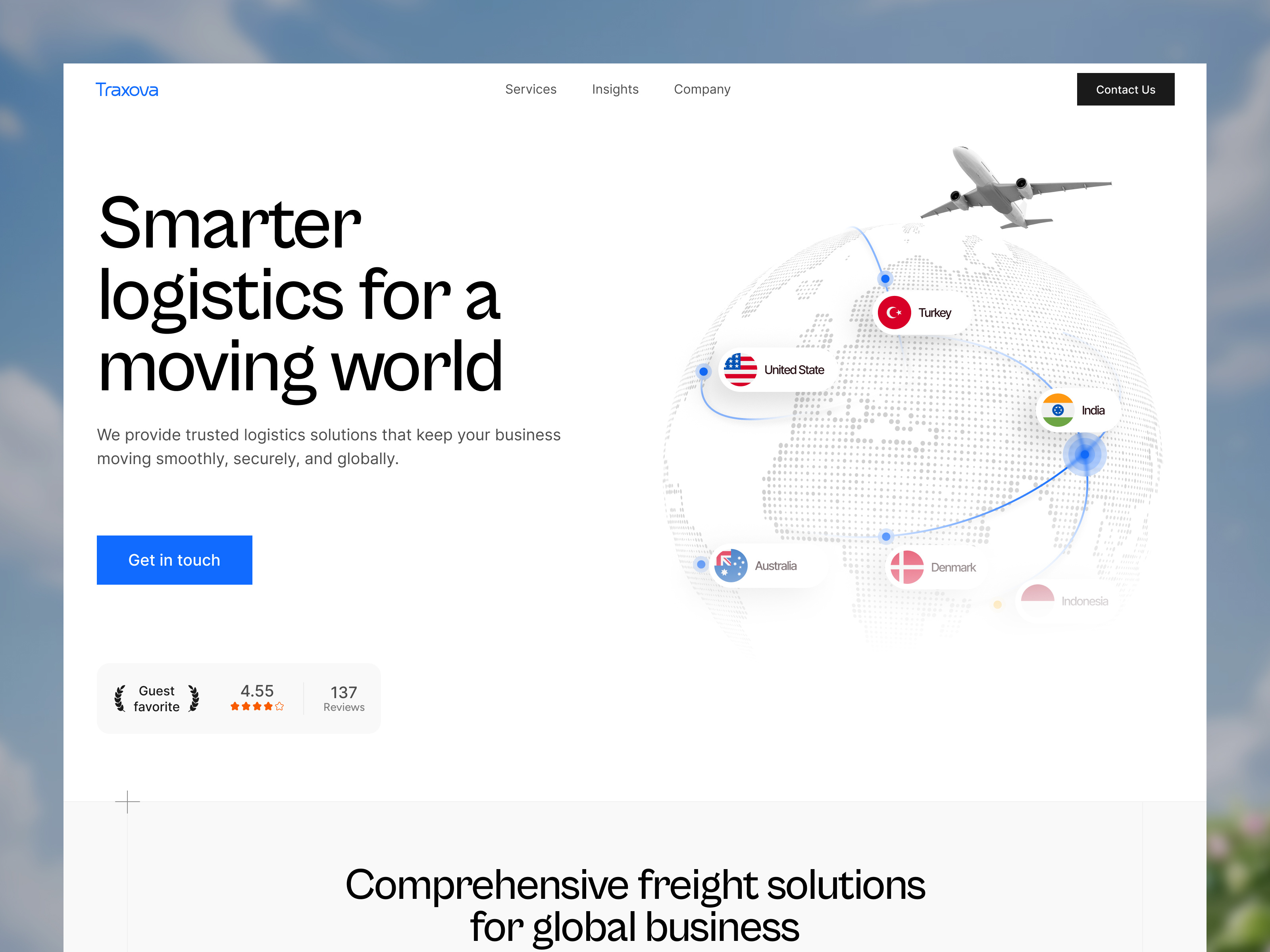 Transportation & Logistics Businesses Website Hero Section