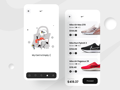 Nike Shoes App - Cart/Empty Screen air app clean concept design ecommerce empty fashion ios minimal mobile app nike shoes sport state style typography ui ux