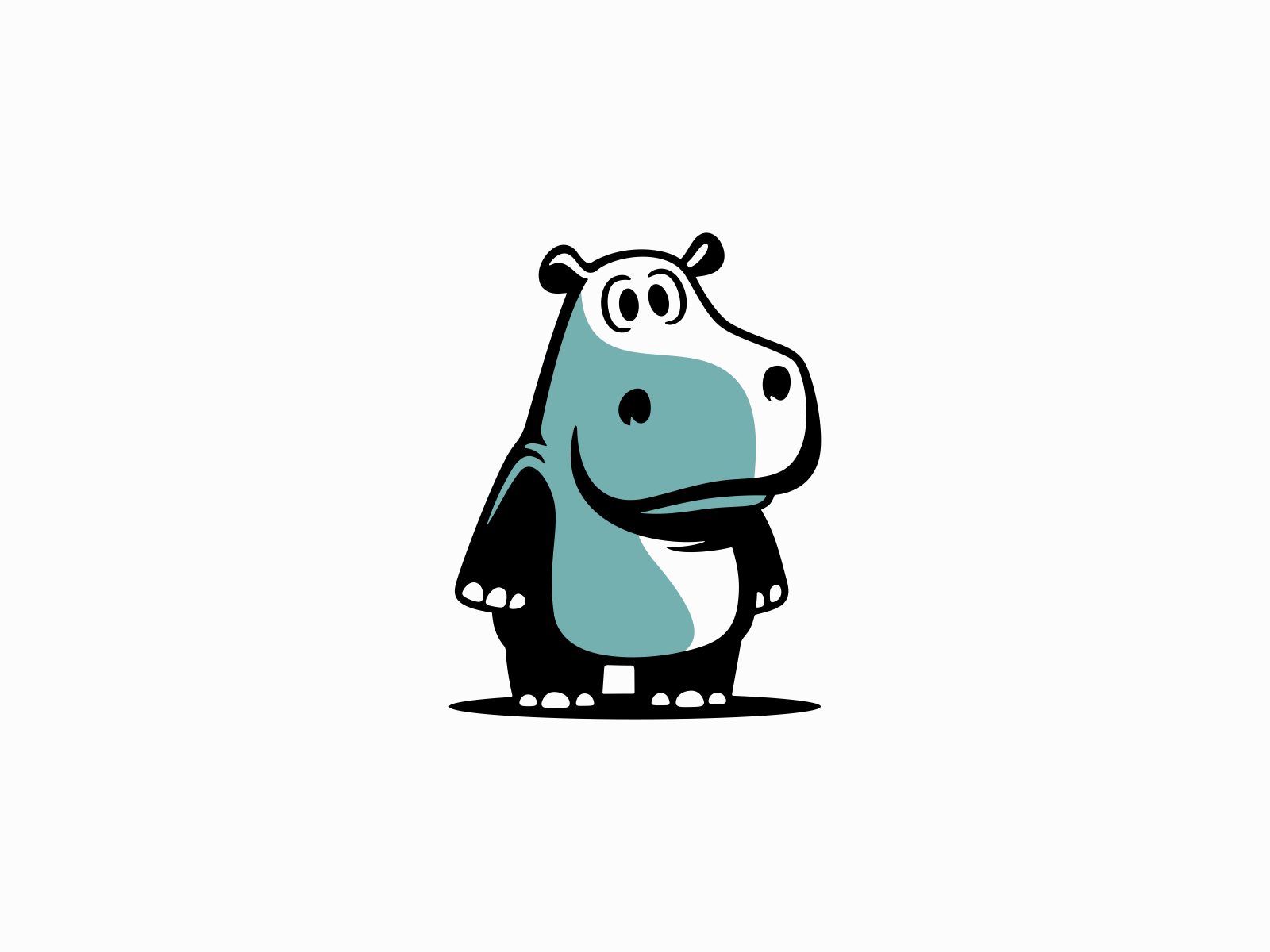 Cute Playful Hippo Logo Design