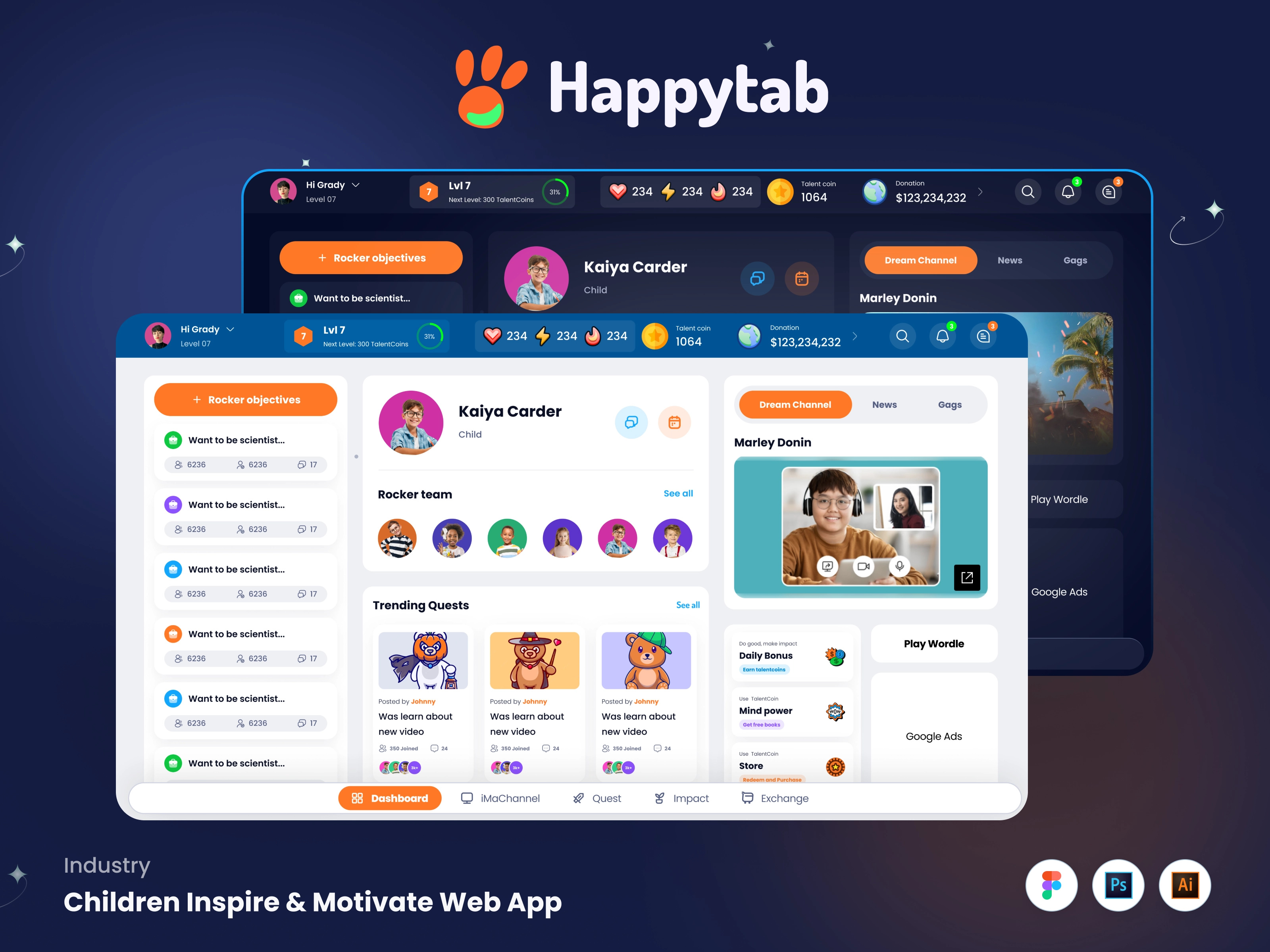 Example of Student Learning Dashboard UI