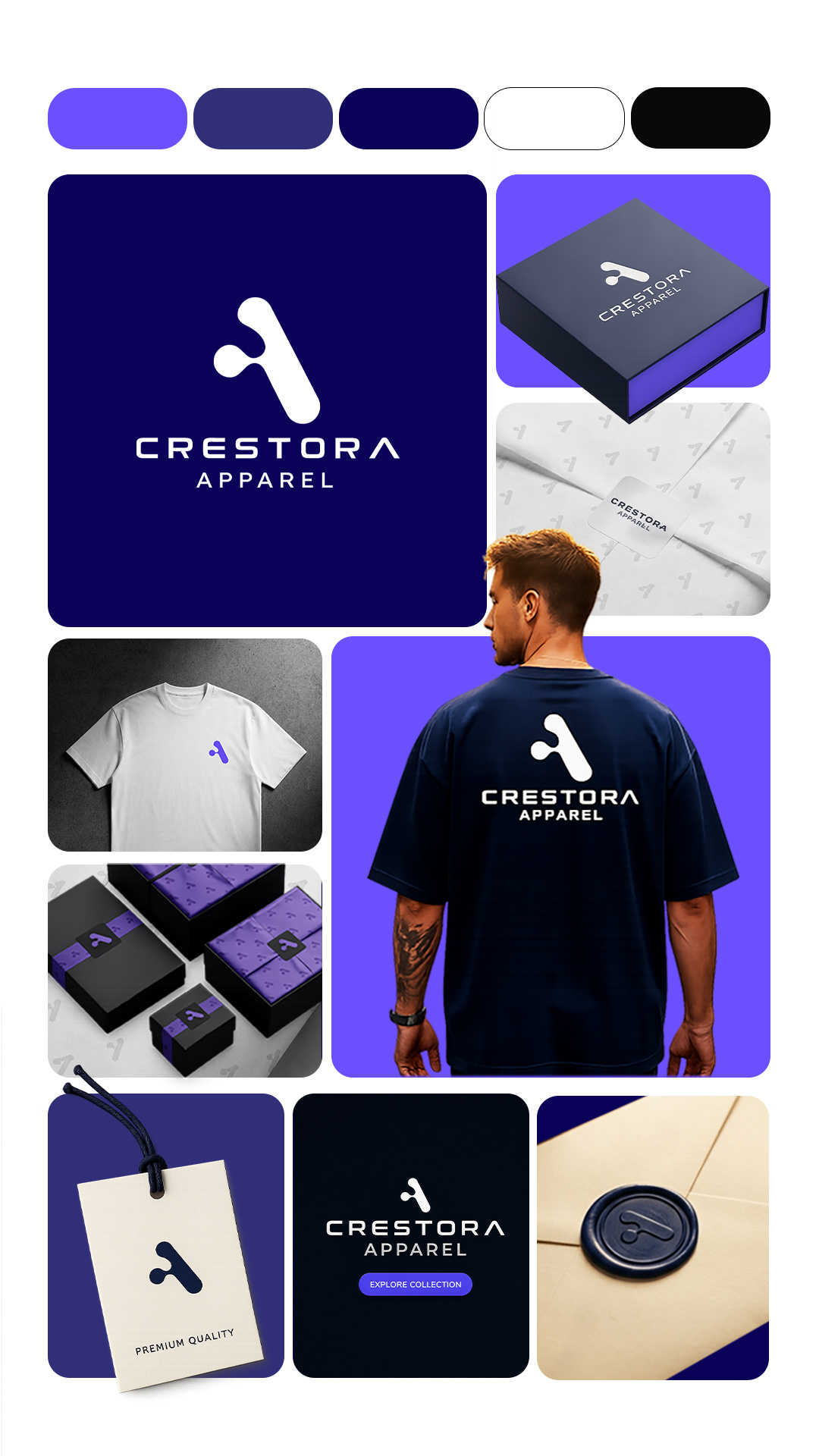 CRESTORA APPAREL — Brand Identity Showcase banner design brand creative brand design branding design designer graphic design illustrator logo logo design logo suite photoshop