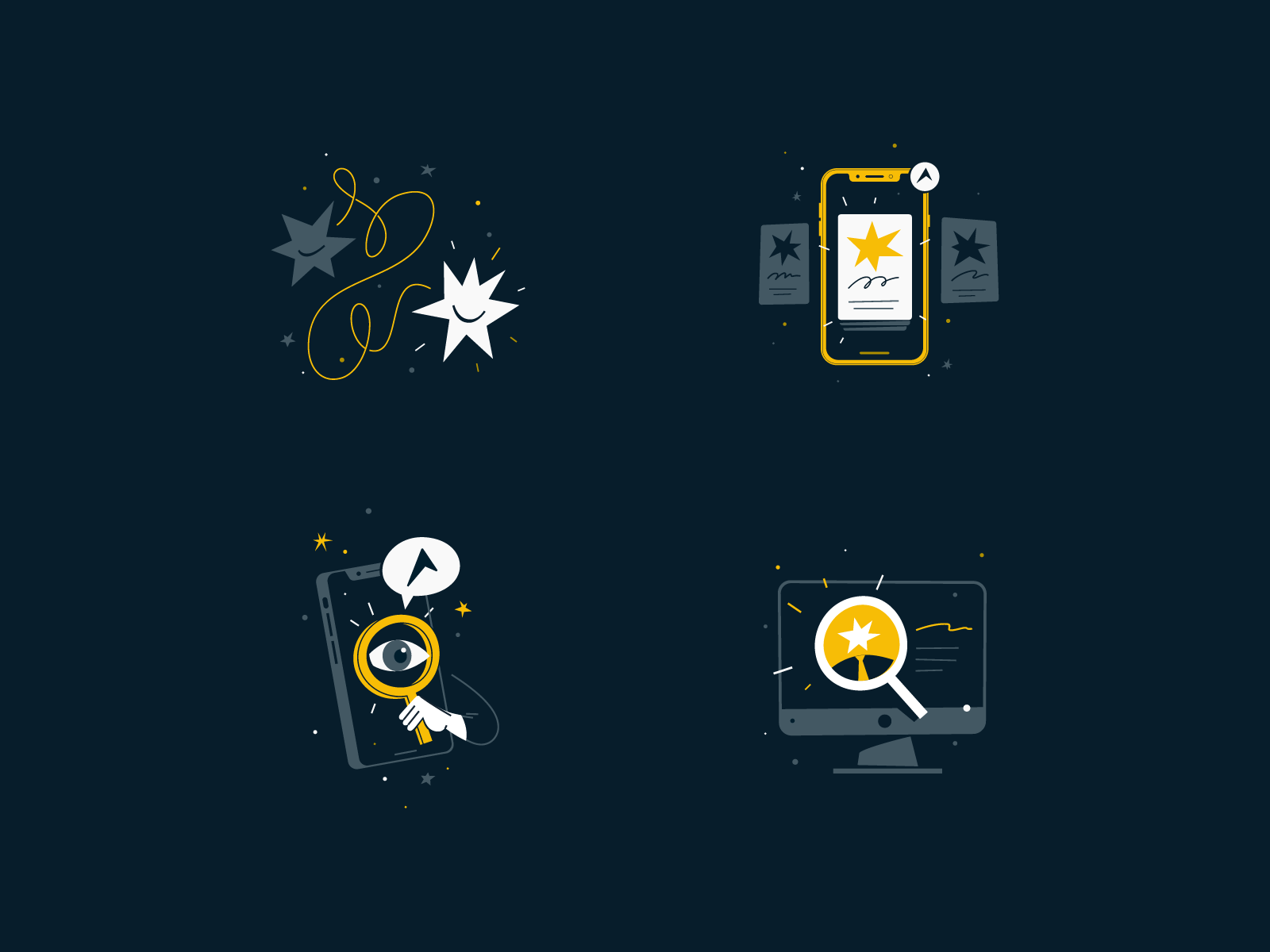 Stardust Search icons aleksandrov branding communication friendly graphic design handmade hr icon icon pack icons illustration logo lox personal search searching star ui vector