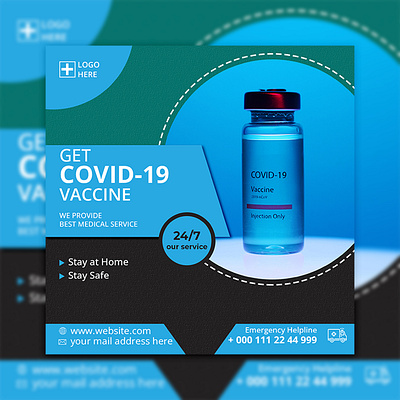 Get Covid -19 Vaccine Post design advertising banner branding covid 19 covid 19 post design covid 19 poster design get covid 19 media post social