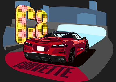 Car illustration - Corvette C8 adobe illustration car illustration clothing digital painting illustration sport car supercar vector