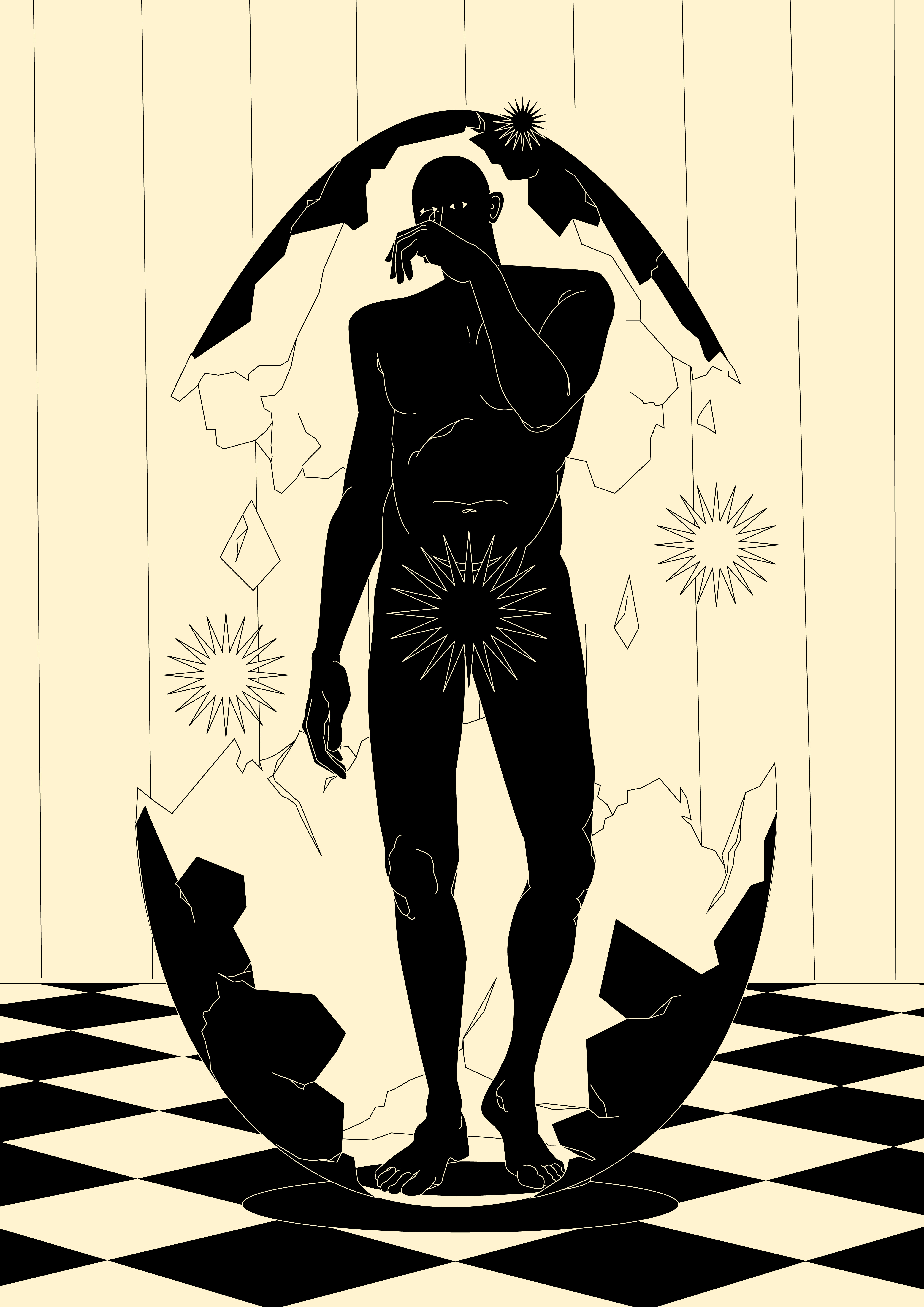 Rebirth abstract composition conceptual illustration cover design dual meaning editorial editorial illustration egg everyday illustration figure figure illustration illustration laconic lines minimal poster realisations rebirth